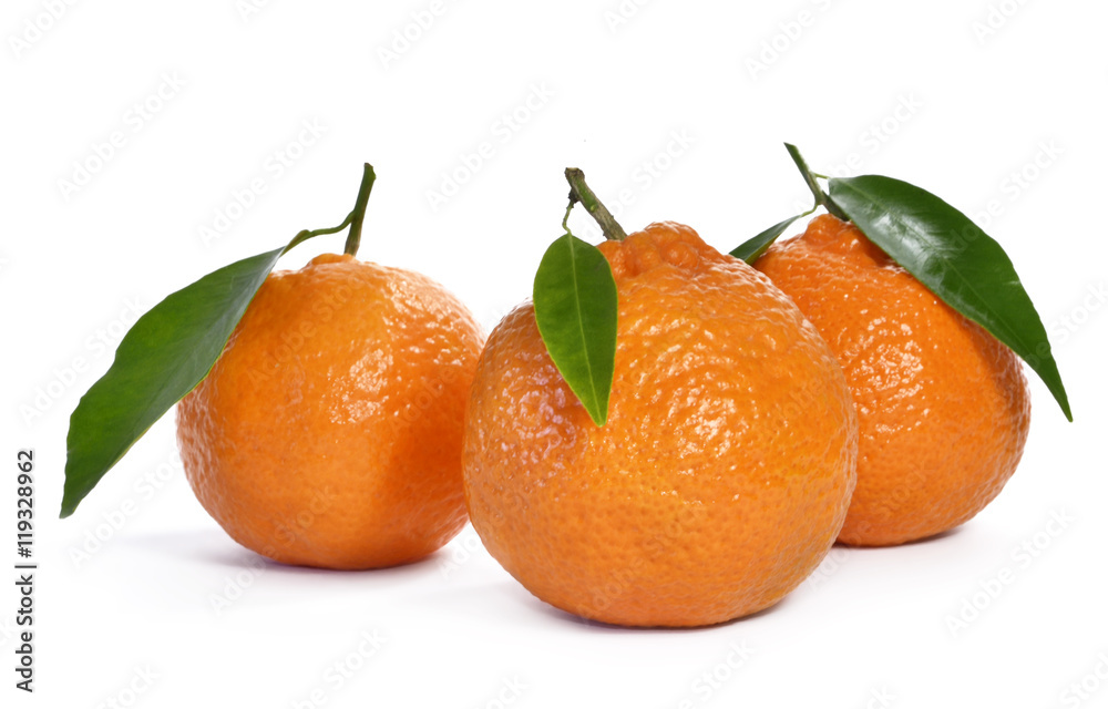 Fresh oranges with leaf, isolated on white background. Fresh oranges with leaf, isolated on white background.