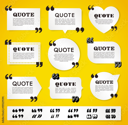 vector quote decoration labels set