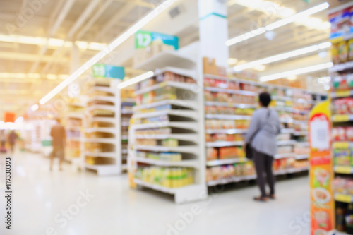 Supermarket interior blur background