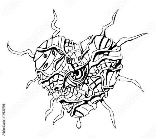 weary heart in the armor, and with an eye in the middle