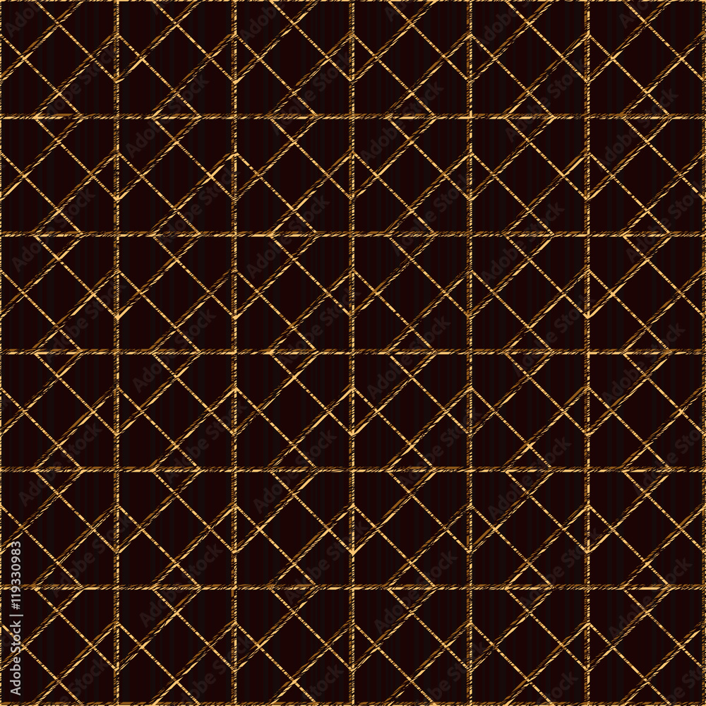 Seamless pattern based on japanese sashiko motifs. Golden color. Sasiko with rhombs. Abstract geometric backdrop. For decoration or printing on fabric. Seamless pattern based on japanese sashiko motifs. Golden color. Sasiko with rhombs. Abstract geometric backdrop. For decoration or printing on fabric.