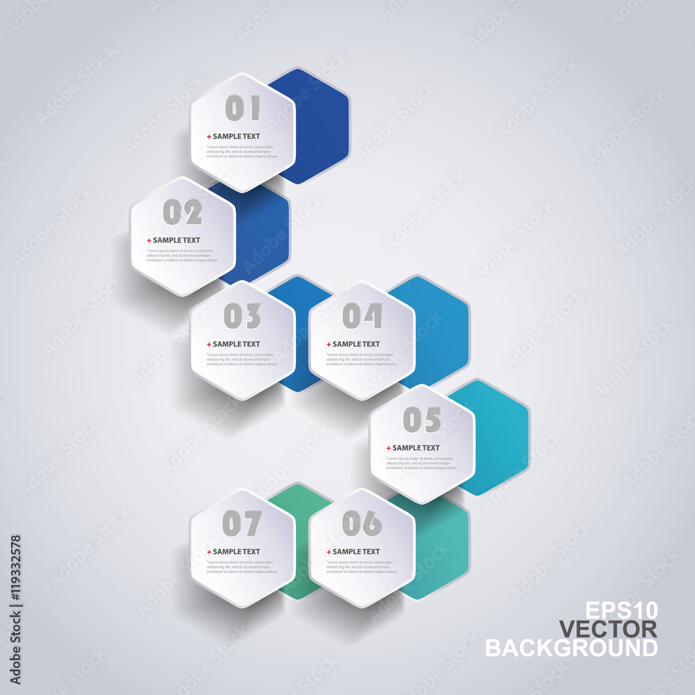 Colorful Paper Cut Infographics Design - Rounded Hexagons Colorful Paper Cut Infographics Design - Rounded Hexagons