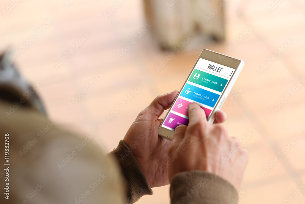 man hands surfing digital wallet man hands surfing digital wallet