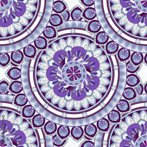Ornate floral seamless texture, endless pattern with vintage mandala elements.
