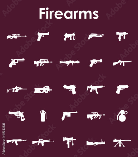 Set of firearms simple icons