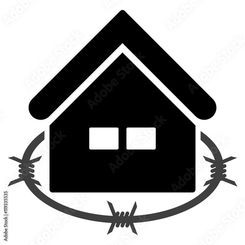 Prison Building icon. Vector style is flat iconic symbol, black color, white background.