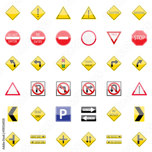 Vector traffic signs icon set for web and mobile applications