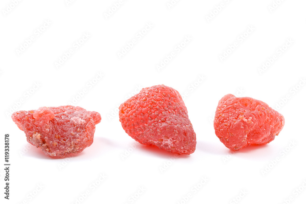 Dried strawberries on white background Dried strawberries on white background