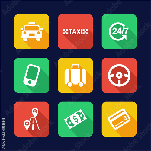 Taxi Icons Flat Design 