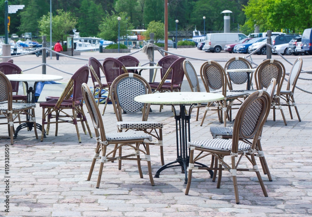 Tables of summer cafe