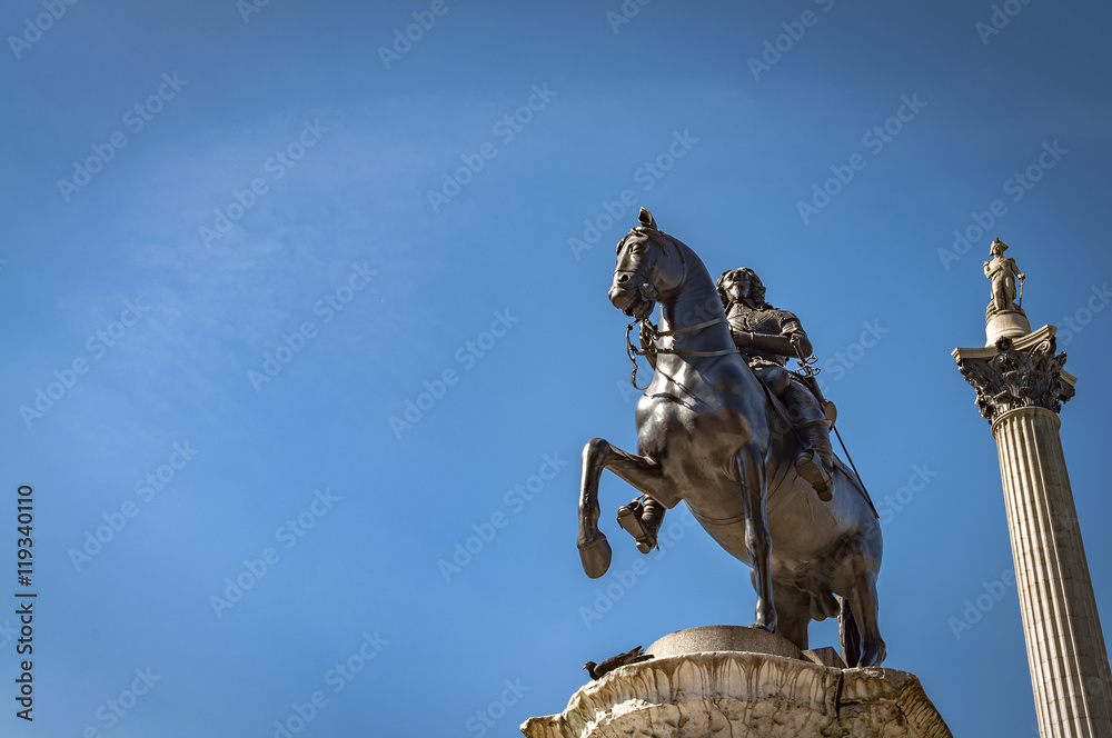 Αυτοκόλλητο The equestrian statue of Charles I in Charing Cross, London, UK is a work by the French sculptor Hubert Le Sueur, cast around 1633