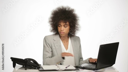 african american woman working in office