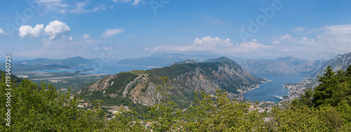 Fototapeta Naklejka Na Ścianę i Meble -  Big panorama Kotor bay from mount Lovchen.