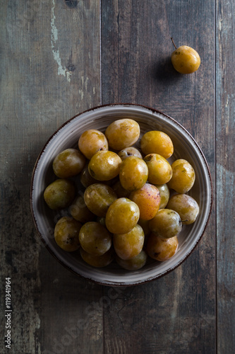 Fresh plums on a plate