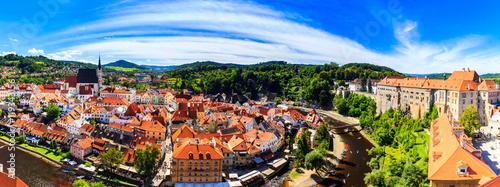 View of old Bohemian city Cesky Krumlov, Czech Republic. UNESCO World Heritage Site