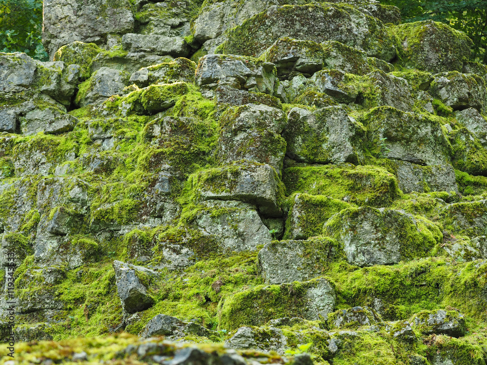 Natural background of rocks with moss