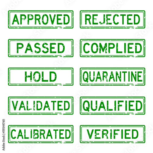 Green grunge status stamp for industrial business such as pharma