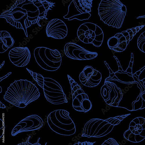 Sea vector pattern with seashells