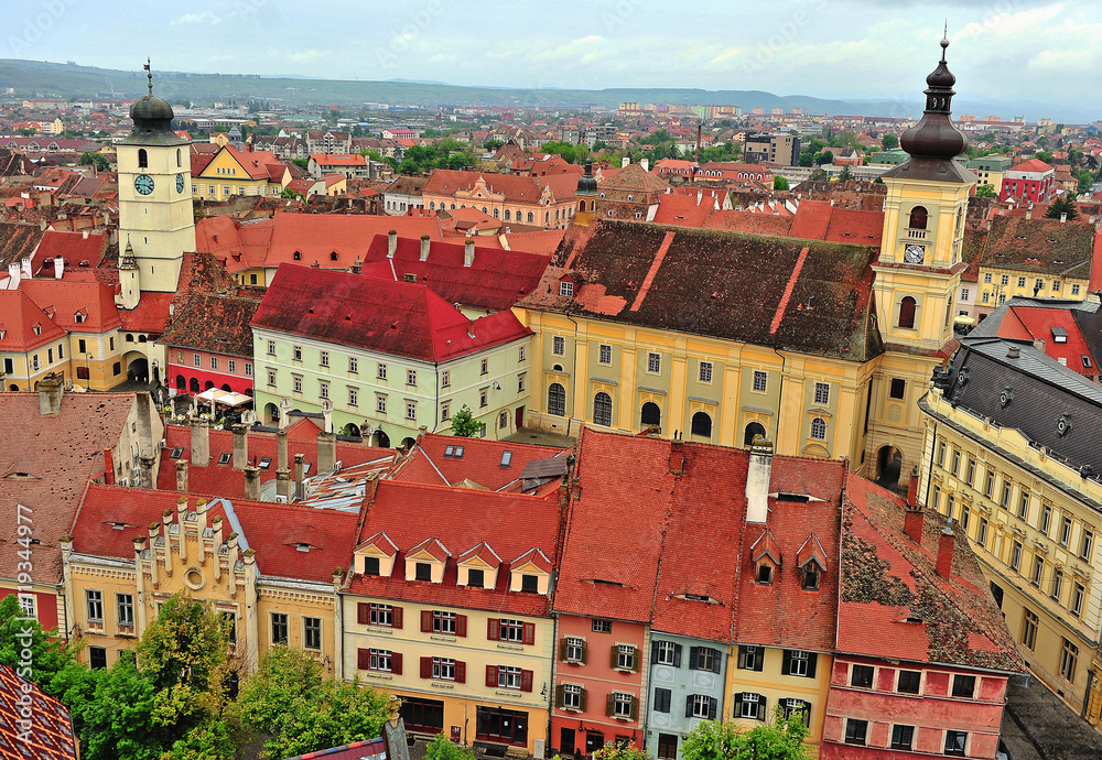 Top view of Sibiu historical centre Top view of Sibiu historical centre