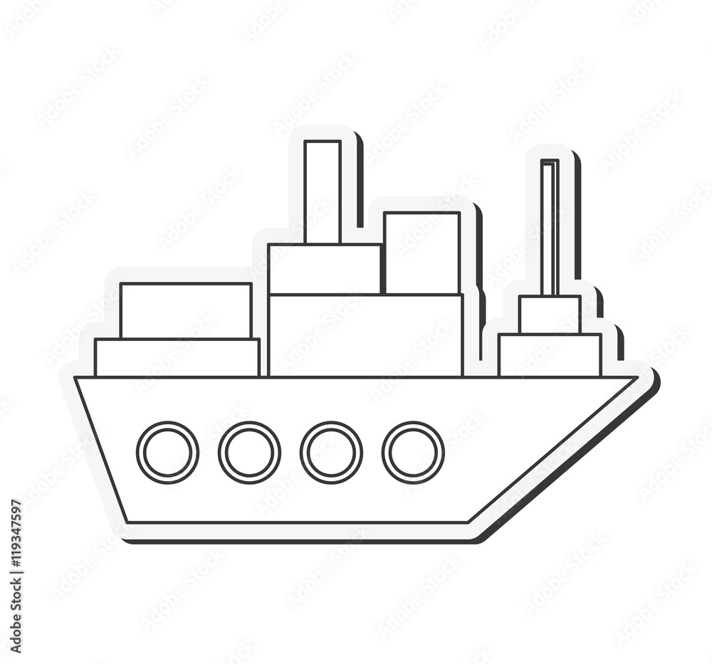 flat design merchant container ship icon vector illustration flat design merchant container ship icon vector illustration