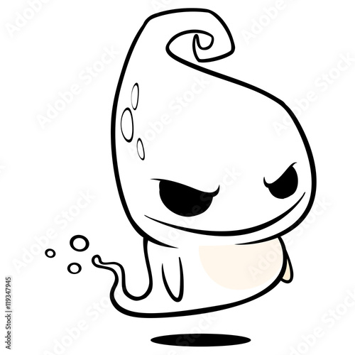 Cartoon ghost outline. Halloween vector illustration isolated on a white background
