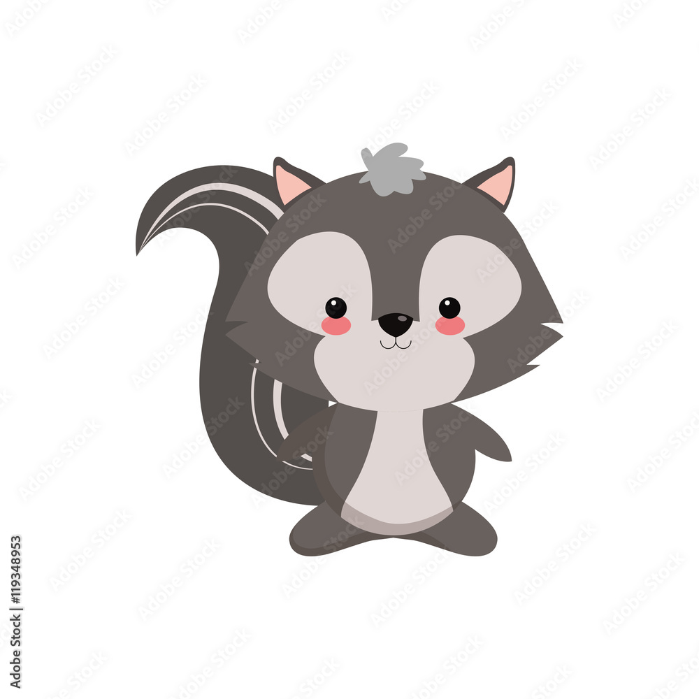 flat design cute skunk cartoon icon vector illustration flat design cute skunk cartoon icon vector illustration
