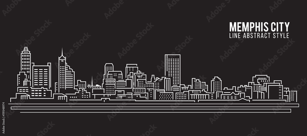 Cityscape Building Line art Vector Illustration design - Memphis city
