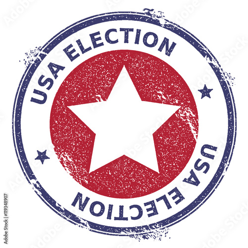 Grunge US patriotic stars rubber stamp. USA presidential election patriotic seal with US patriotic stars silhouette and USA Election text. Rubber stamp vector illustration.