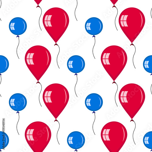 Seamless of red and blue balloons. symmetric ornament of different type of balloons for your design