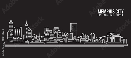 Cityscape Building Line art Vector Illustration design - Memphis city