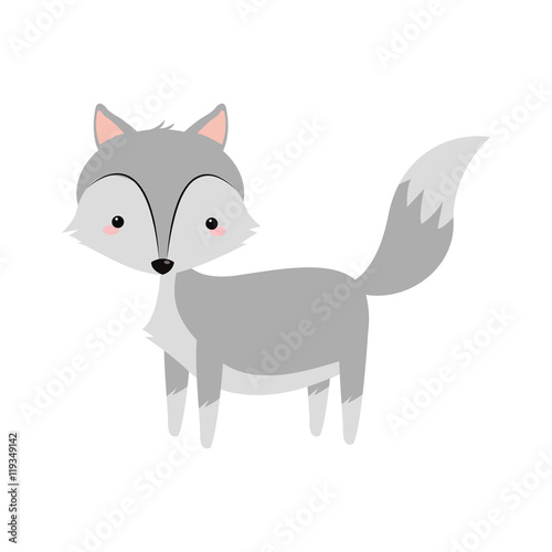 flat design cute fox cartoon icon vector illustration