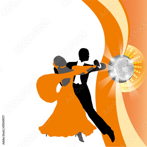 contour of dancing couples. vector drawing. black and yellow