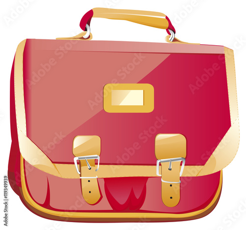 Un cartable rouge de face Stock Vector | Adobe Stock