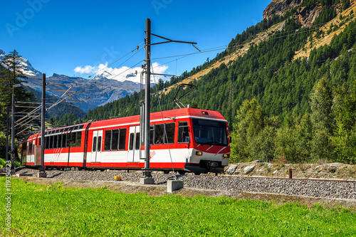 Electric red tourist train,Switzerland,Europe