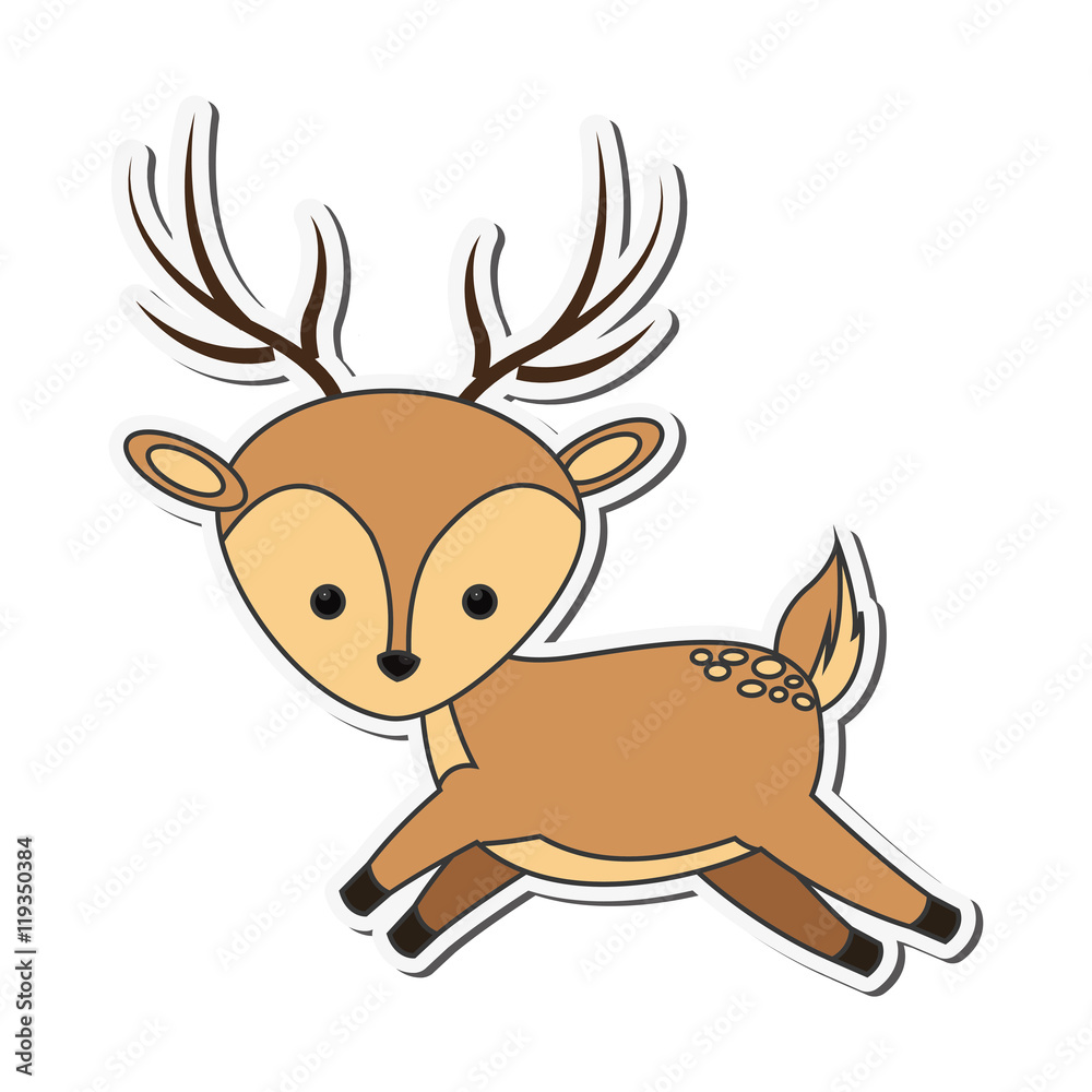 flat design cute reindeer cartoon icon vector illustration