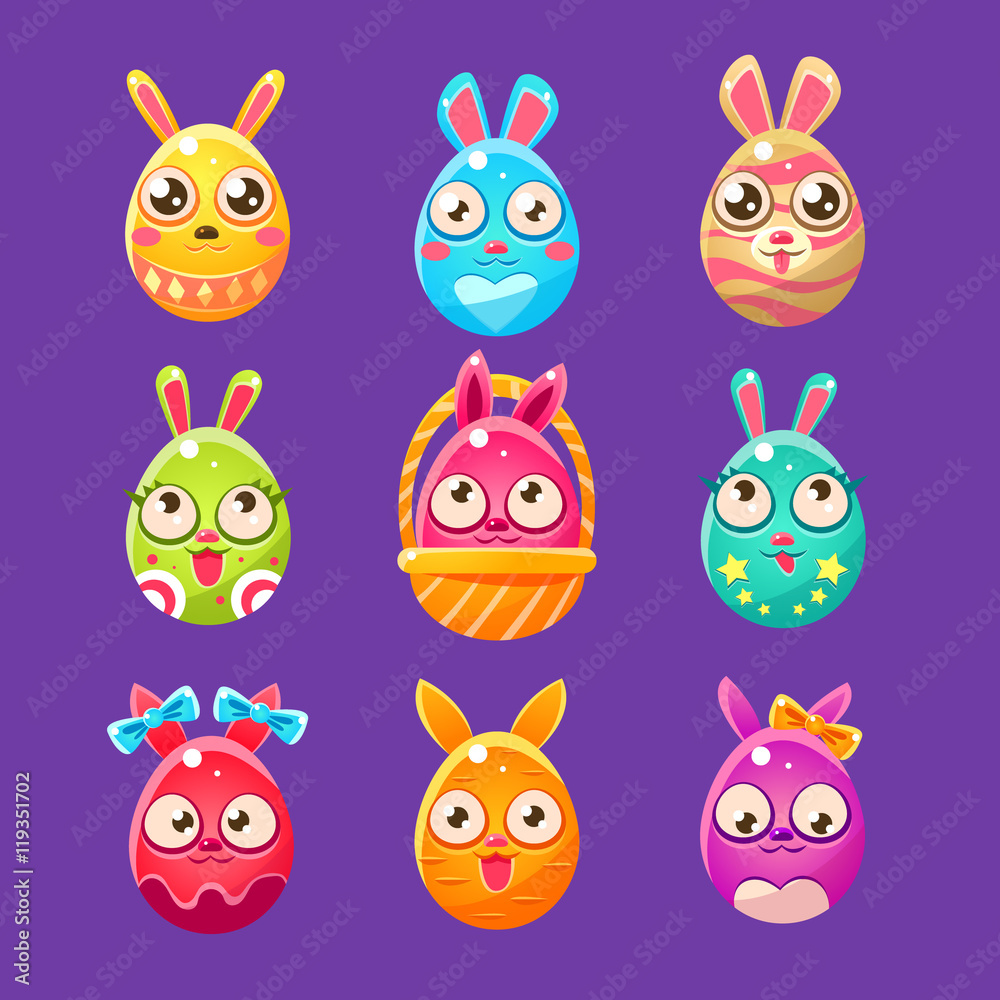 Easter Bunny In Shape Of An Egg In Different Designs
