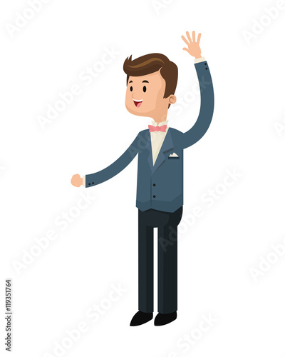 flat design happy groom icon vector illustration