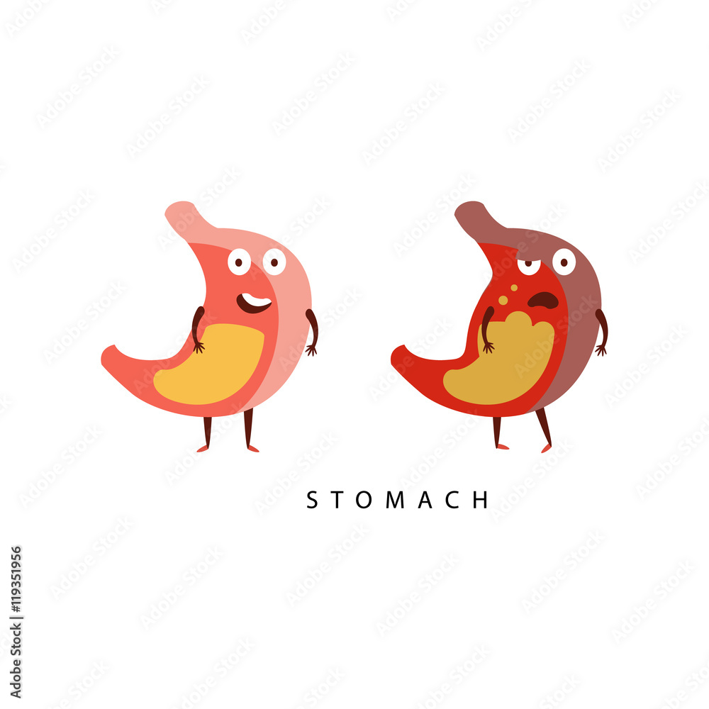 Healthy vs Unhealthy Stomach Infographic Illustration