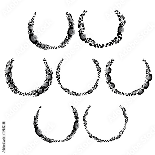 Vintage floral elements, black on white background. template for your design. Used pattern brushes included. pattern for frames and borders. Vector
