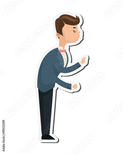flat design happy groom kiss icon vector illustration