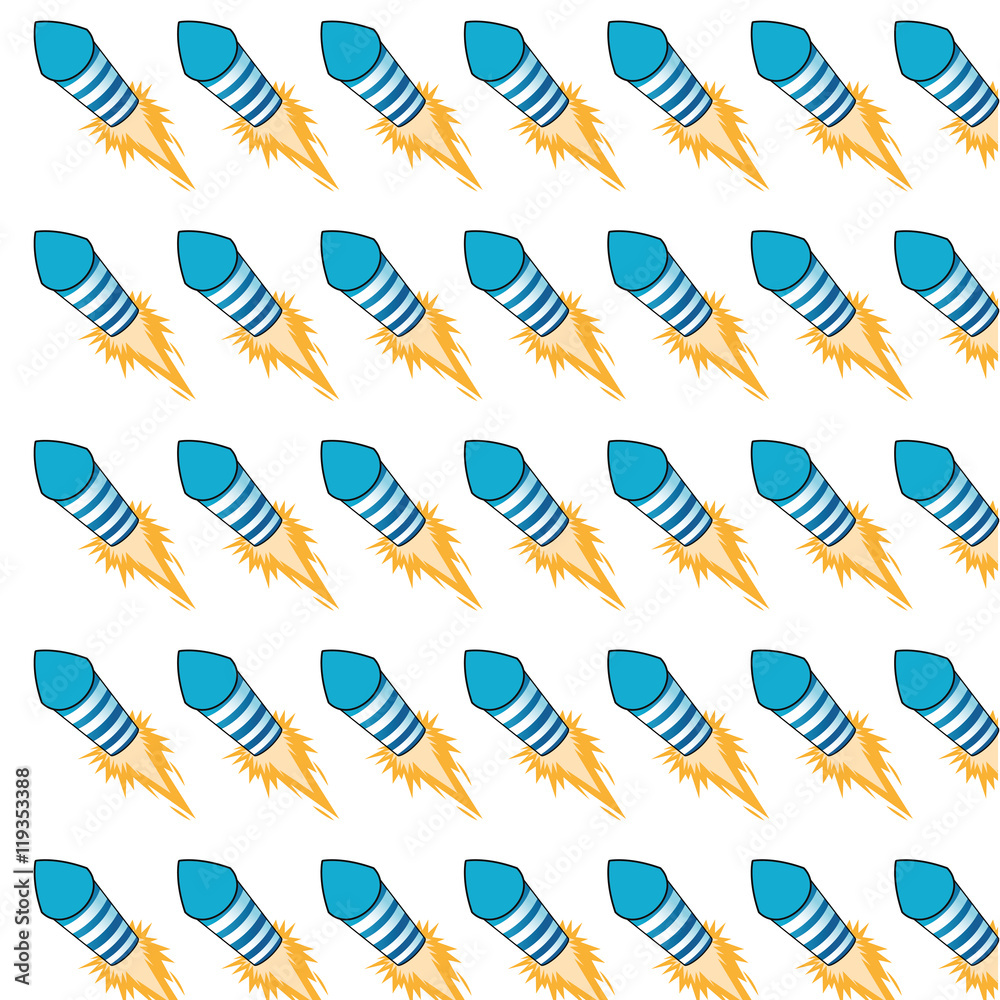 flat design flying firecracker pattern background vector illustration