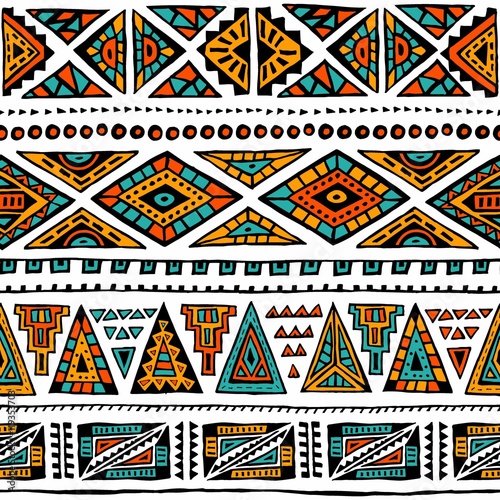 Abstract geometric pattern. Ethnic and tribal motifs. Orange, ye