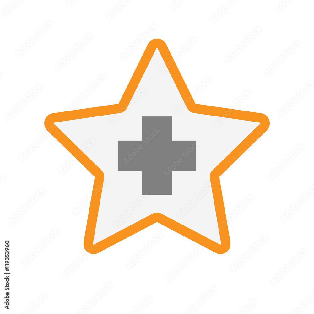 Obraz premium Isolated line art star icon with a pharmacy sign