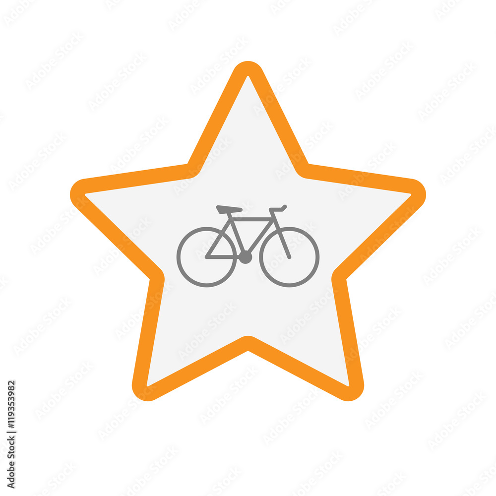 Isolated line art star icon with a bicycle Isolated line art star icon with a bicycle