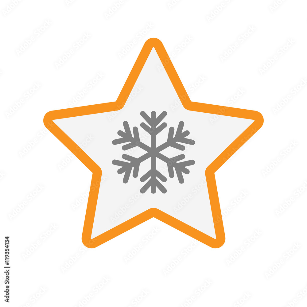 Obraz premium Isolated line art star icon with a snow flake