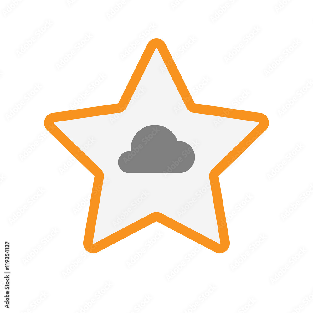 Isolated  line art star icon with a cloud
