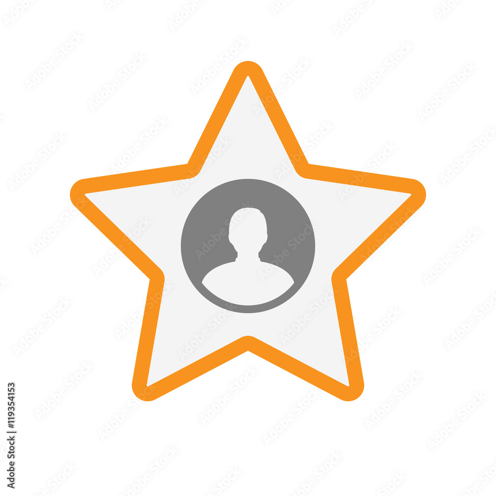 Isolated line art star icon with a male avatar Isolated line art star icon with a male avatar