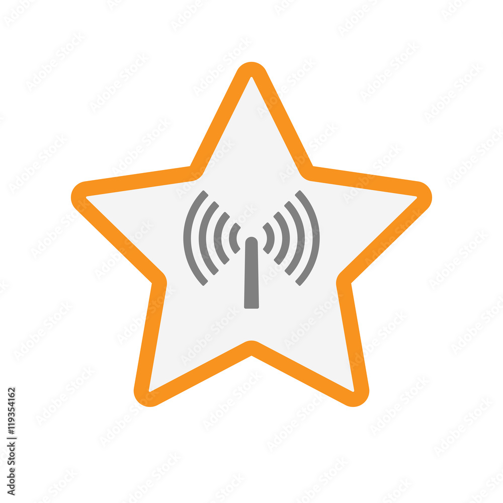 Isolated line art star icon with an antenna Isolated line art star icon with an antenna