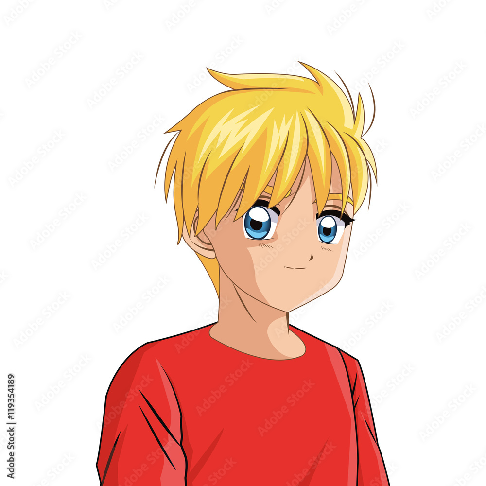 flat design anime style boy icon vector illustration flat design anime style boy icon vector illustration