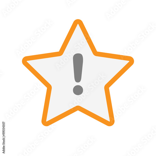 Isolated  line art star icon with an exclamarion sign